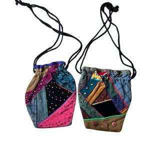 ✨ 2 Colorful Boho Statement Bags – Studs & Texture Magic